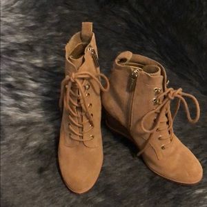 BCBG suede lace-up bootie